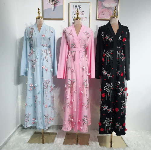 Cherie Embroidered Open Abaya