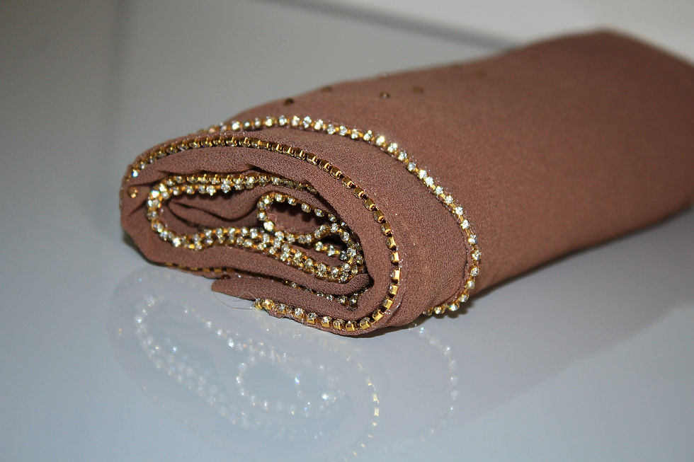 Thumbnail: Brown Luxury Rhinestone Chiffon Hijab