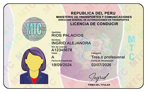 Plantilla licencia de conducir Peruana