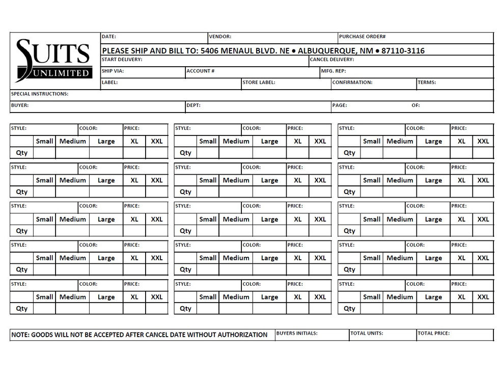 Shirt Inventory Form