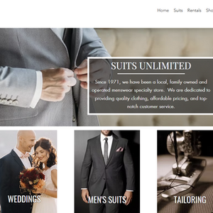 Homepage of the Suits Unlimited Website