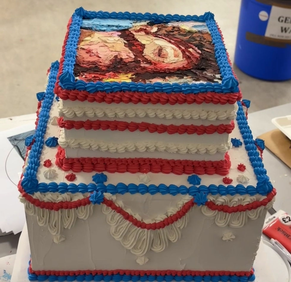 red white blue cake