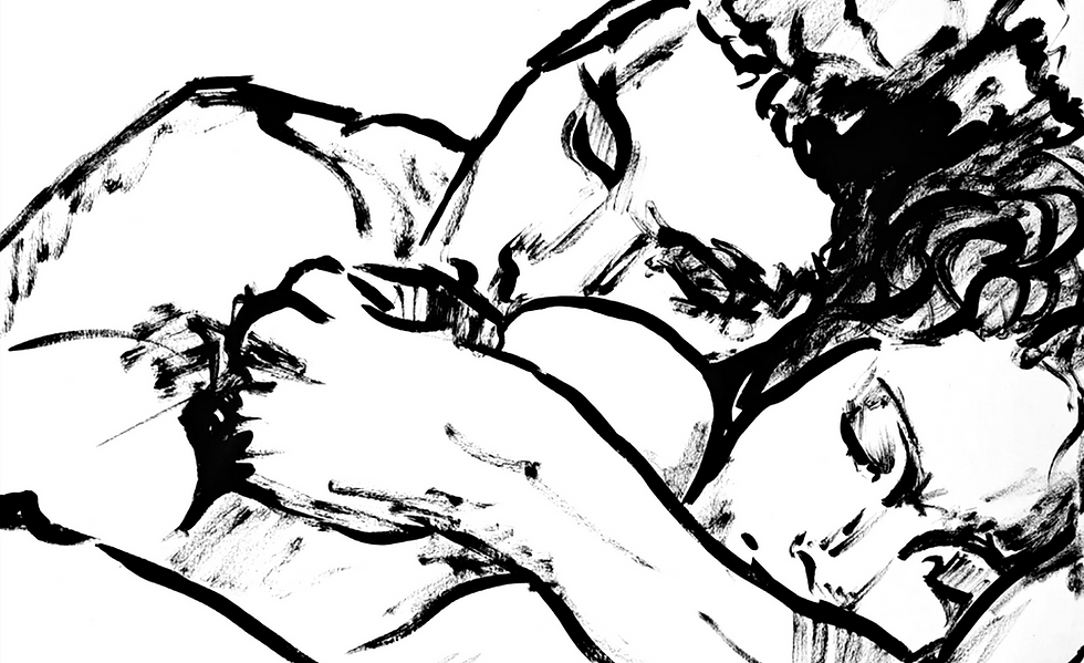 Ink portrait of two lovers