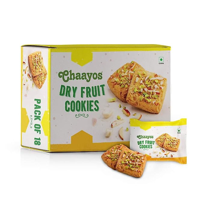 Chaayos Chai Time Snacks - Premium Dry Fruit Cookies | Filled with Cashew Almond