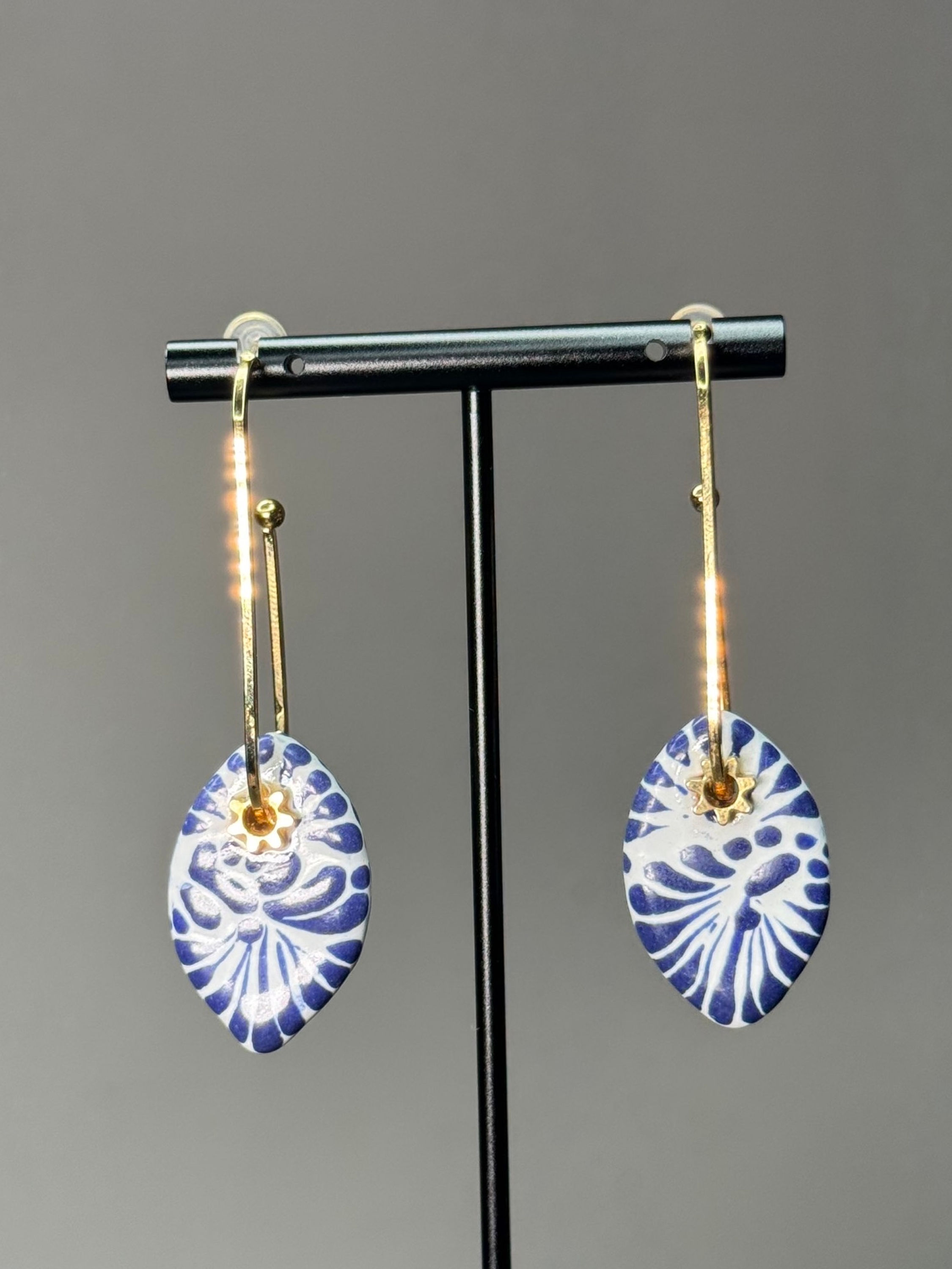 Gold Talavera Tear Drop Earrings