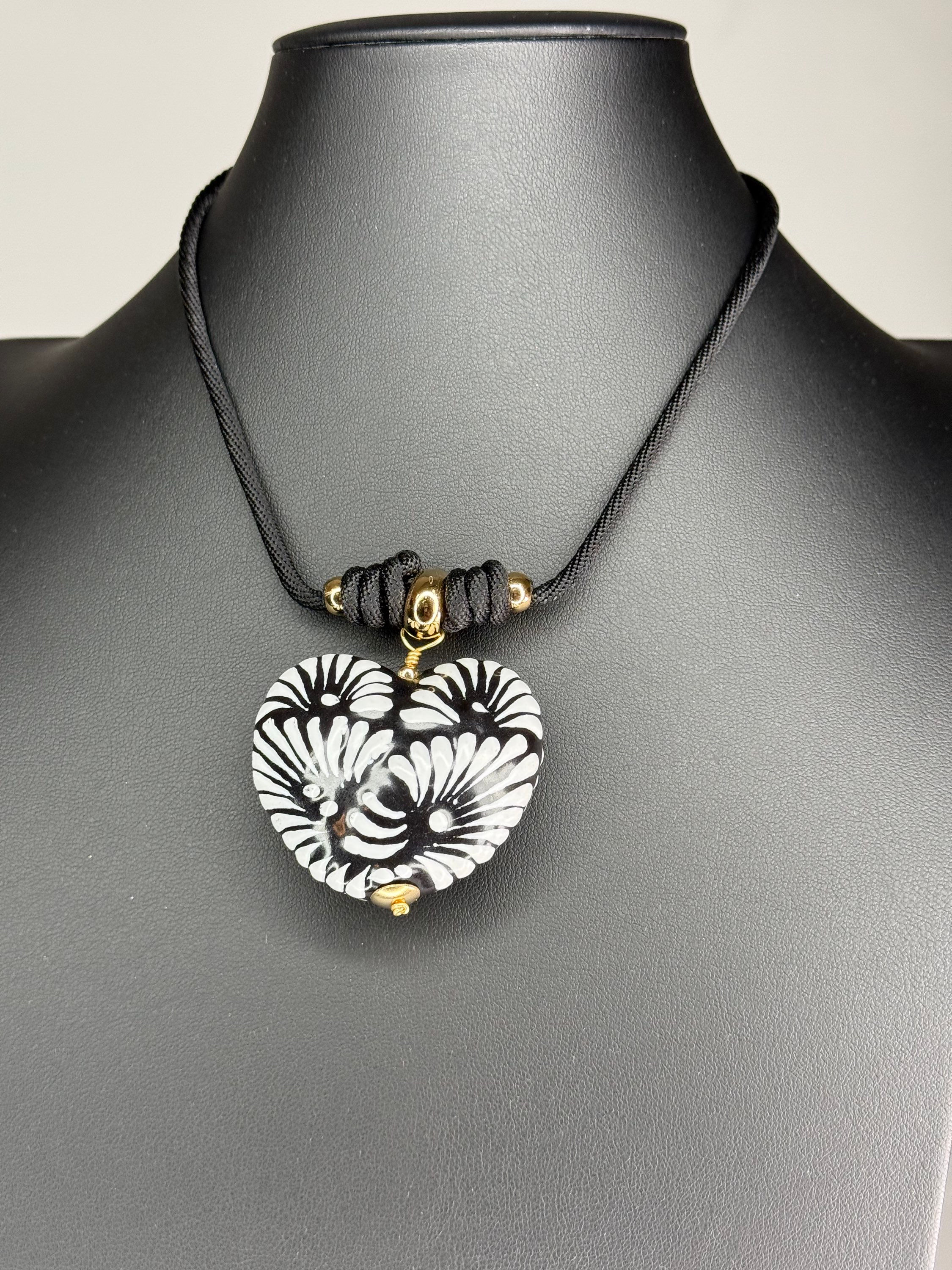 Black Talavera Heart Short Necklace