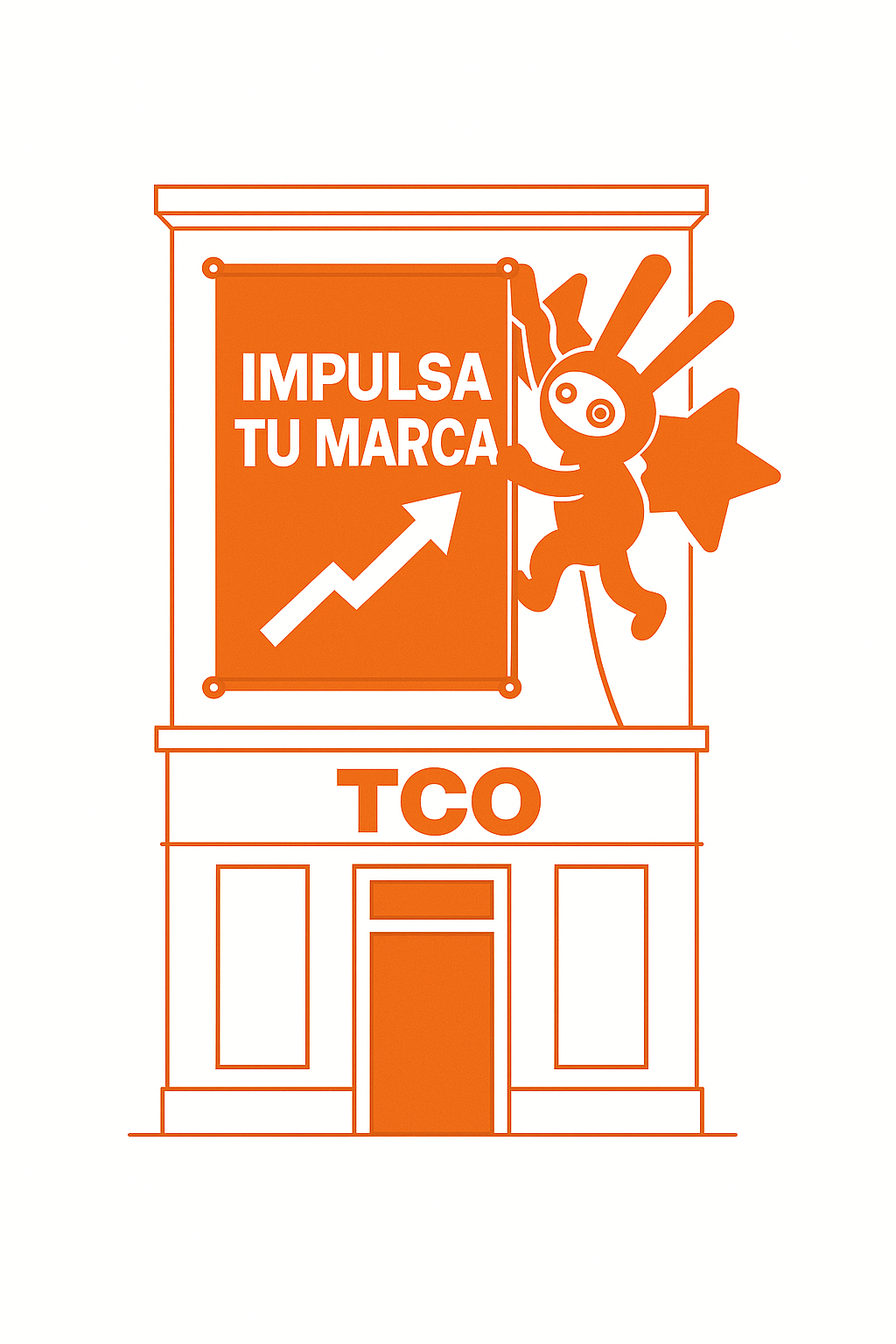 Personaje TCO colocando un impreso gran formato