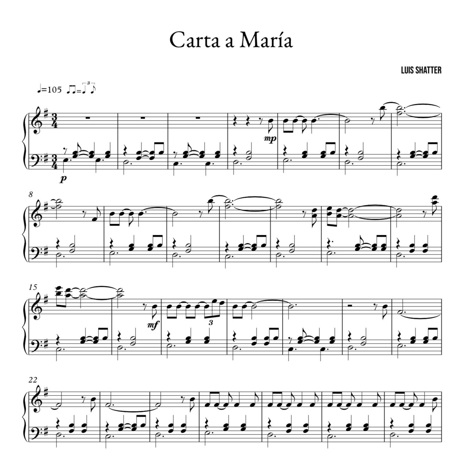Carta a María - Partitura (sheet music)