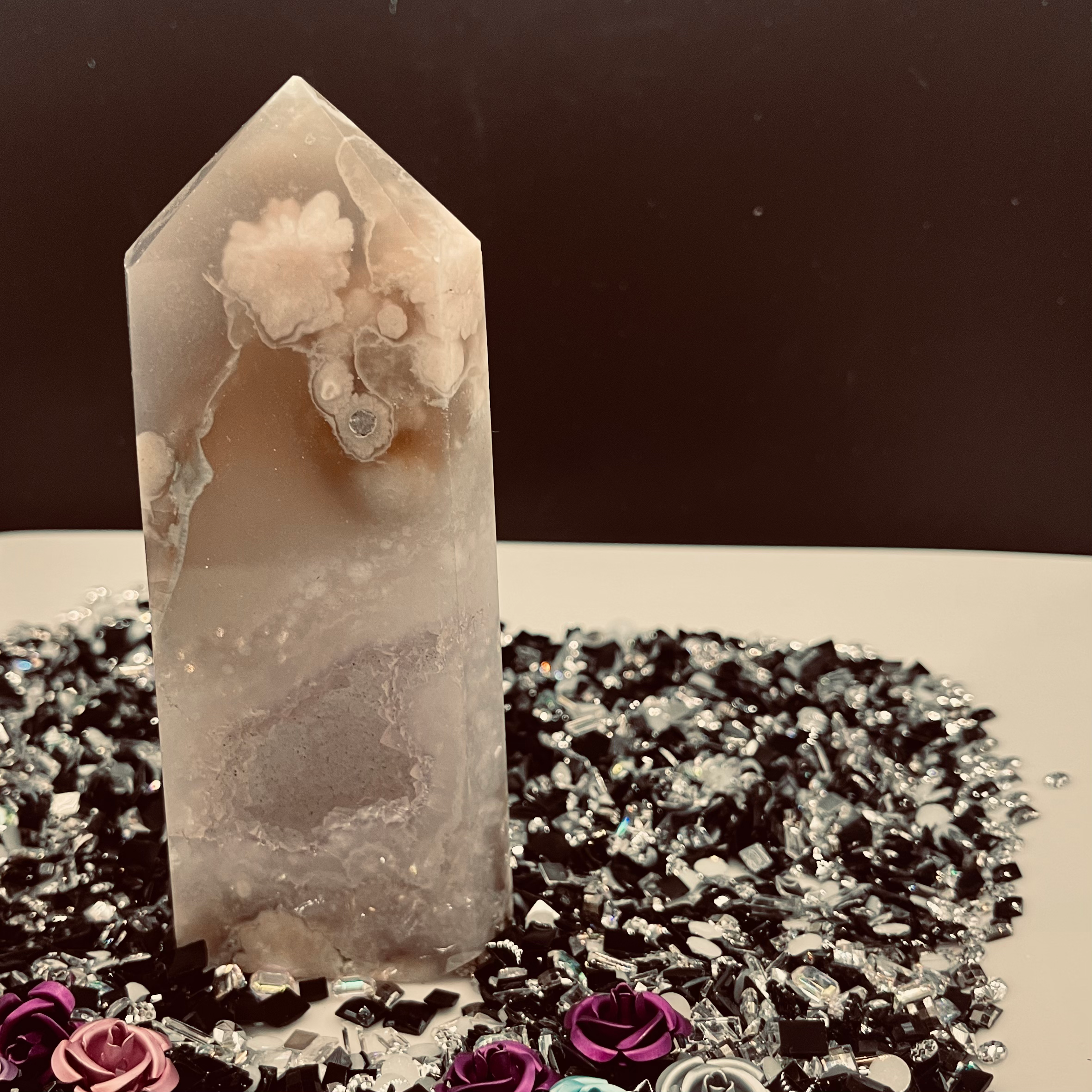 00000319 cherry blossom agate with druzy