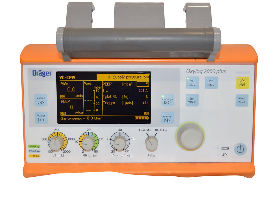Miniature : Drager Oxylog 2000 Plus transport ventilator with Complete breathing circuit