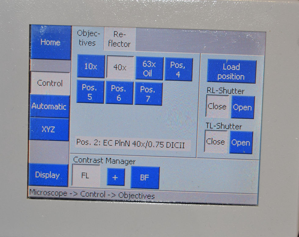 Thumbnail: Zeiss Axio Imager M1 Fluorescence Microscope objectives display