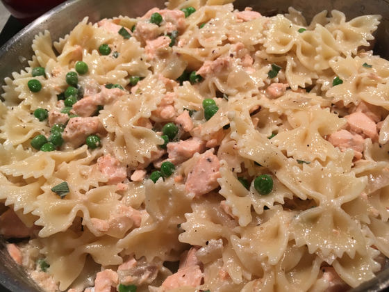 Farfalle with Salmon, Sage, and Peas