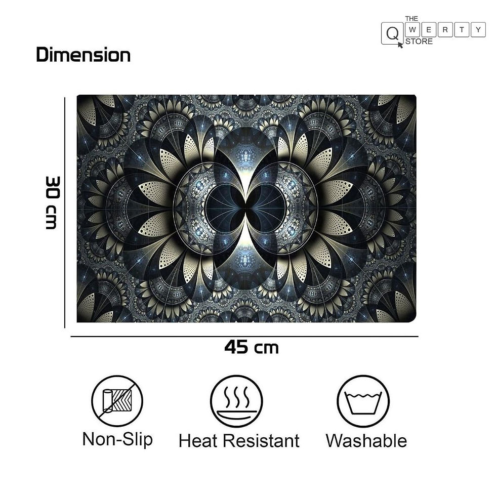 Thumbnail: Decorative mat with dimensions 30 cm by 45 cm, non-slip, heat resistant, washable.
