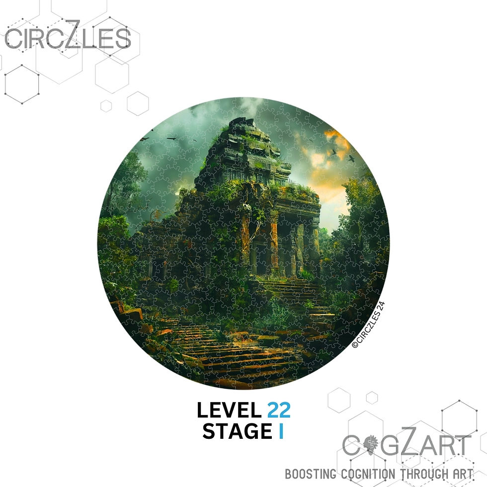 Thumbnail: CIRCELES, Level 22 Stage I, a detailed temple, Cogzart, boosting cognition through art.