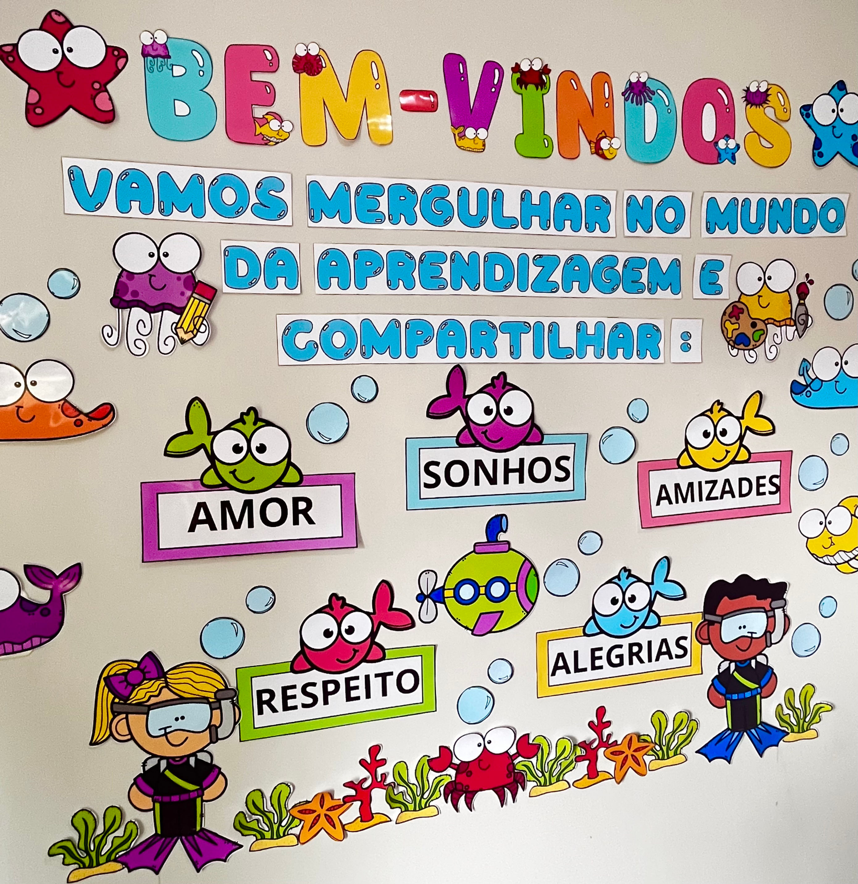 PAINEL VOLTA ÁS AULAS FUNDO DO MAR