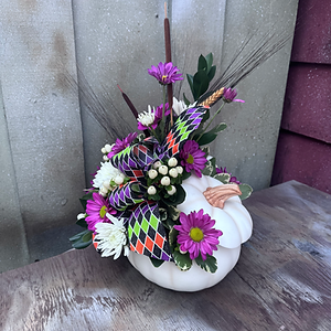 White Halloween Pumpkin Arrangement