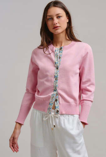 Hartley Sweet Floral Ribbon Trim Cardigan | Mary+Marie Boutique