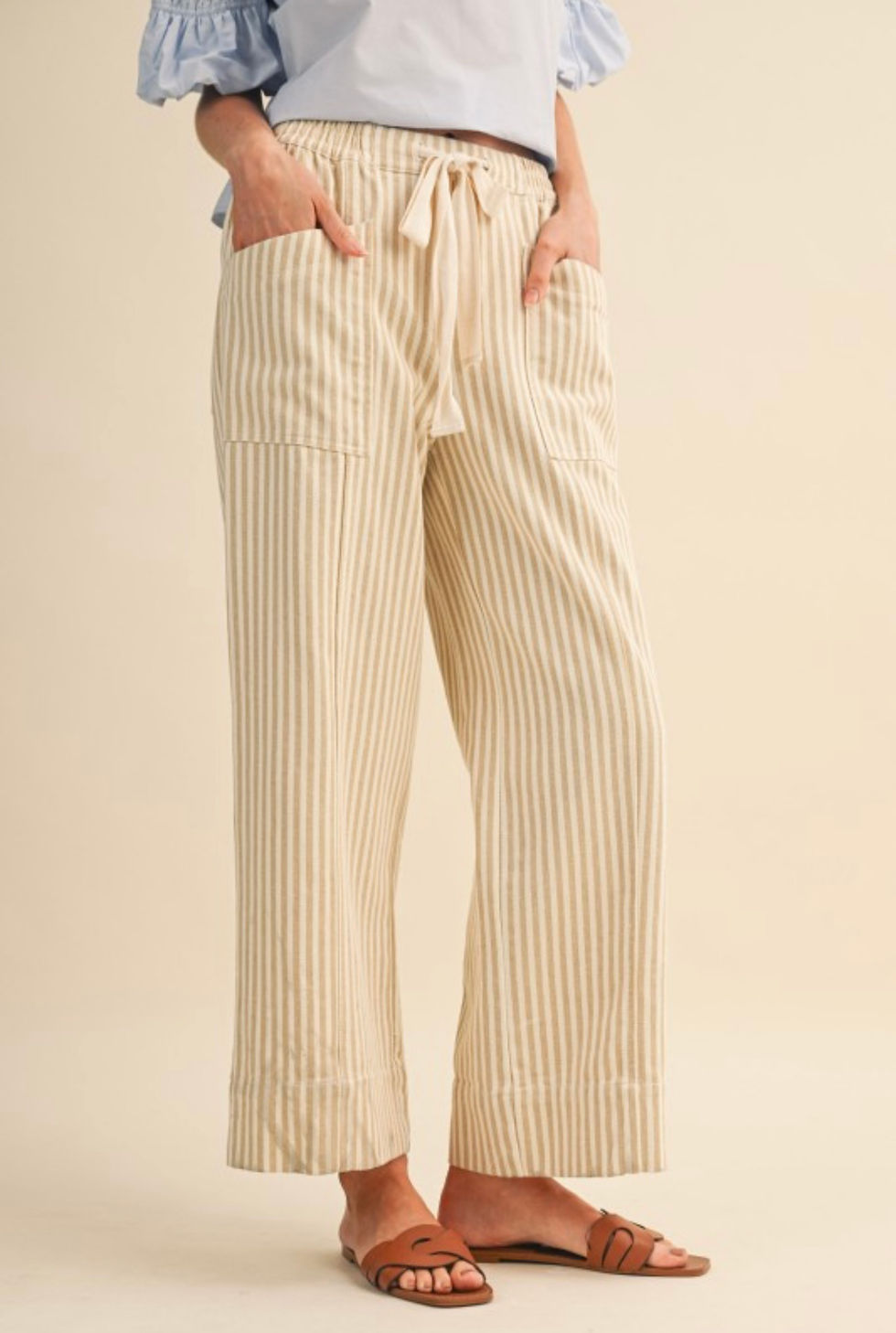 Thumbnail: Ellison Striped Wide Leg Drawstring Pants
