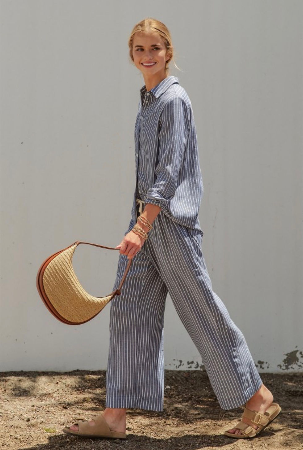 Thumbnail: Virginia Coastal Ease Striped Linen Button Up