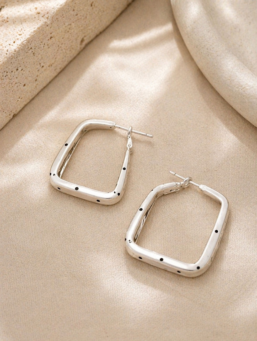 Thumbnail: Polka Dot Brushed Square Earrings