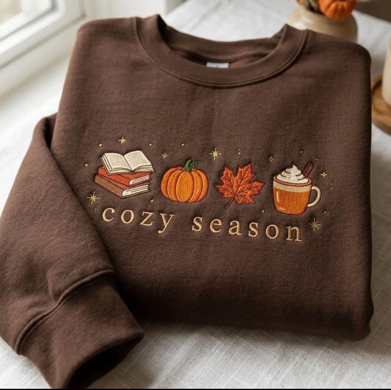 Embroidered Cozy Season Crew Sweatshirt