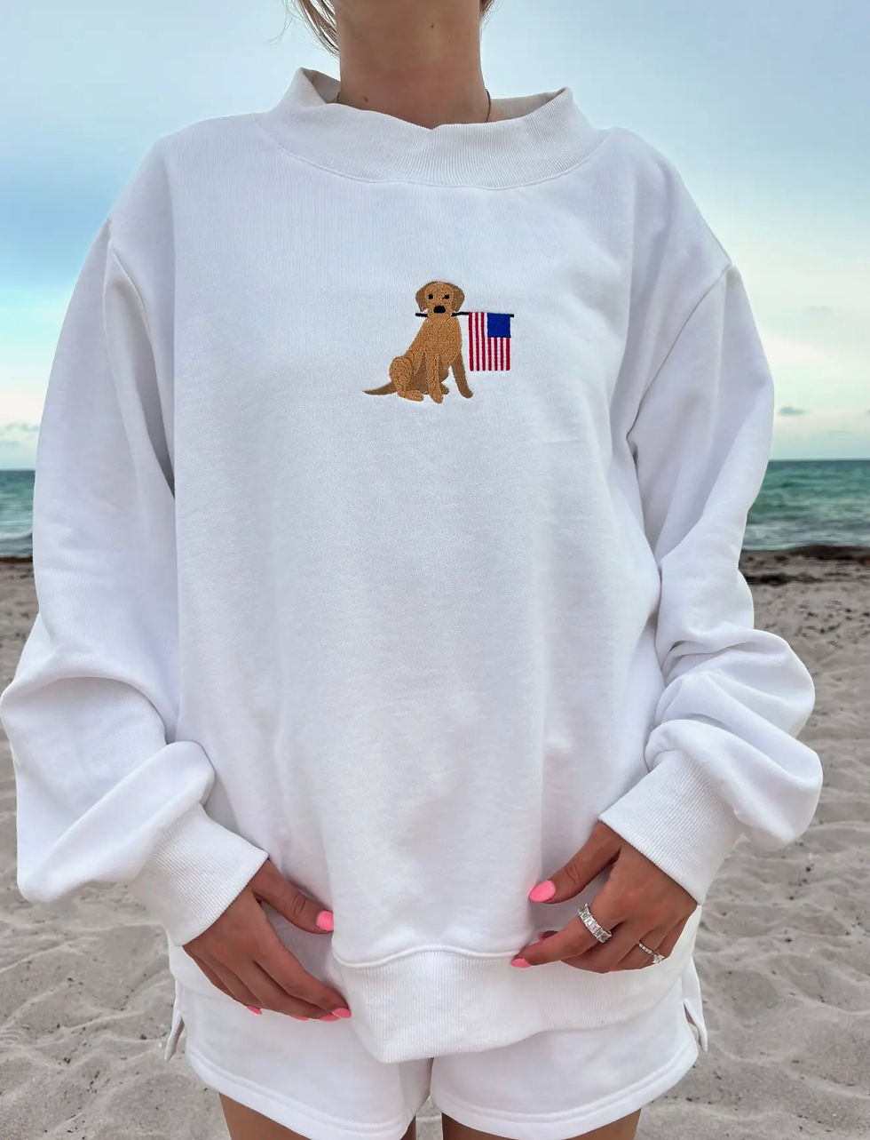 Thumbnail: Sunkissed Coconut Flag Dog Mockneck Sweatshirt