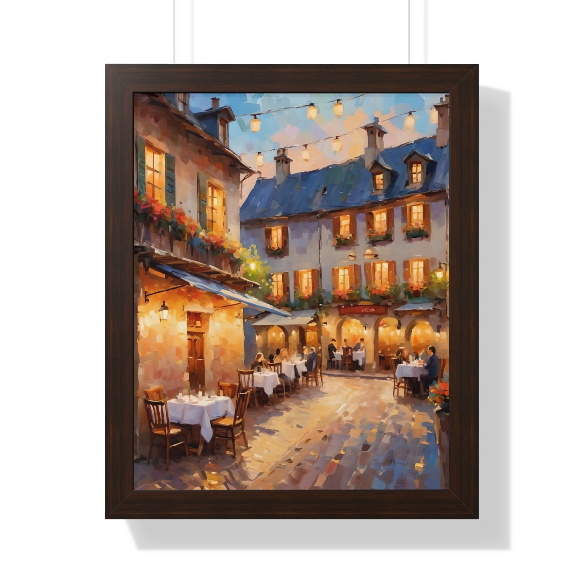 Villa acogedora y restaurantes - Impresión vertical enmarcada