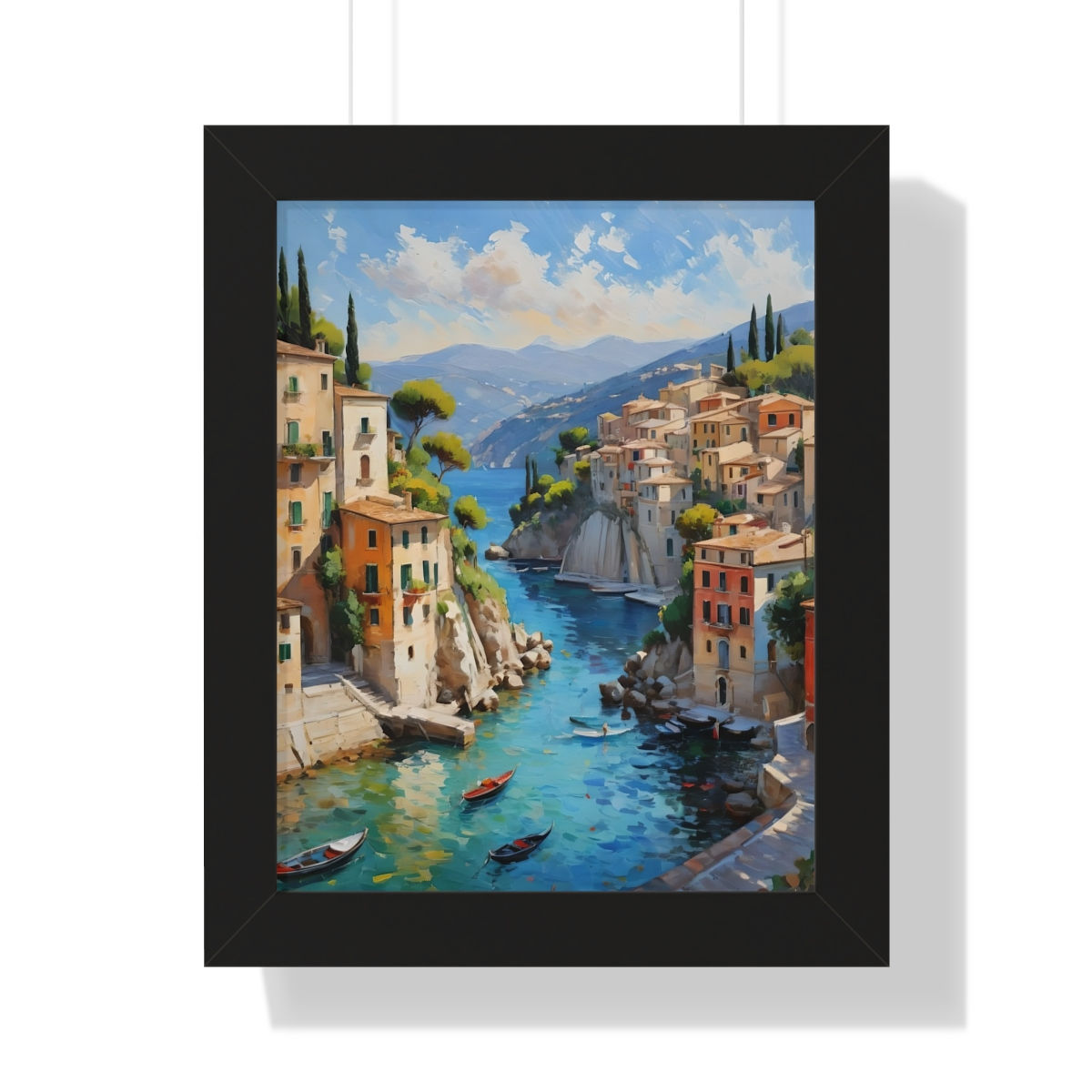 Paisaje de Italia vista desde arriba - Impresión vertical enmarcada