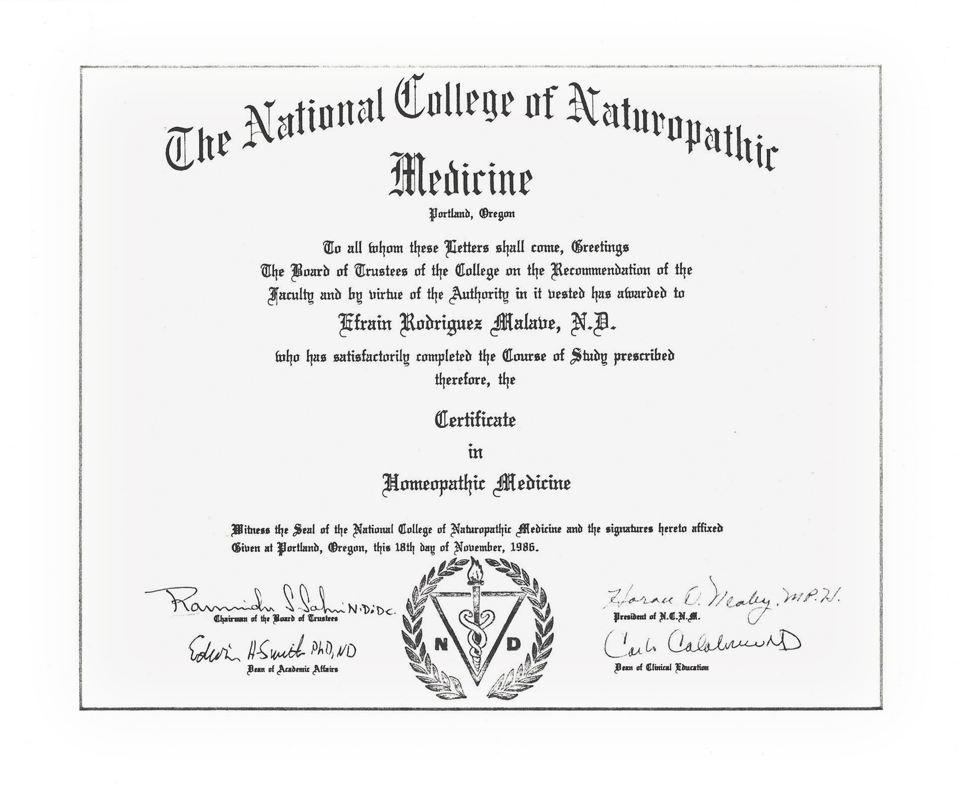 1b - Certificacion de Homeopatia-NCNM, 1986.jpg