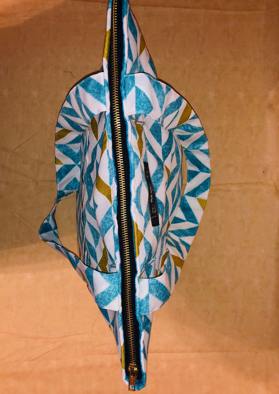 Thumbnail: Turquoise & Gold Chevron Tote Purse