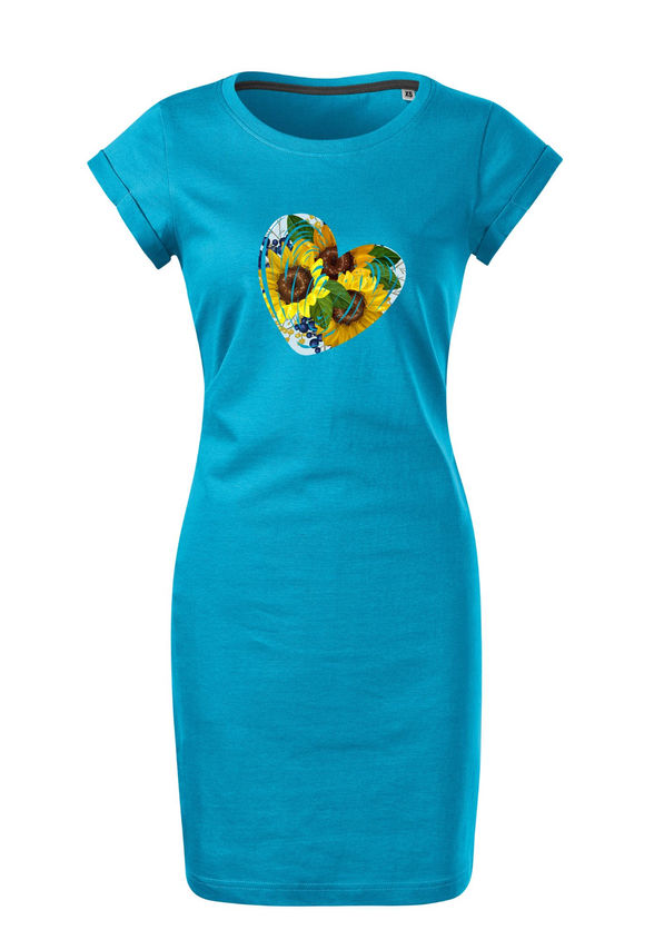 BloomPress - Dámske bavlnené šaty Sunflower heart - Srdce, ktoré vždy smeruje za slnkom