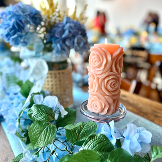 tabletop decor including candles
