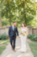 Bride and Groom stroll the grounds at Armour House Weddings, Lake Forest, IL