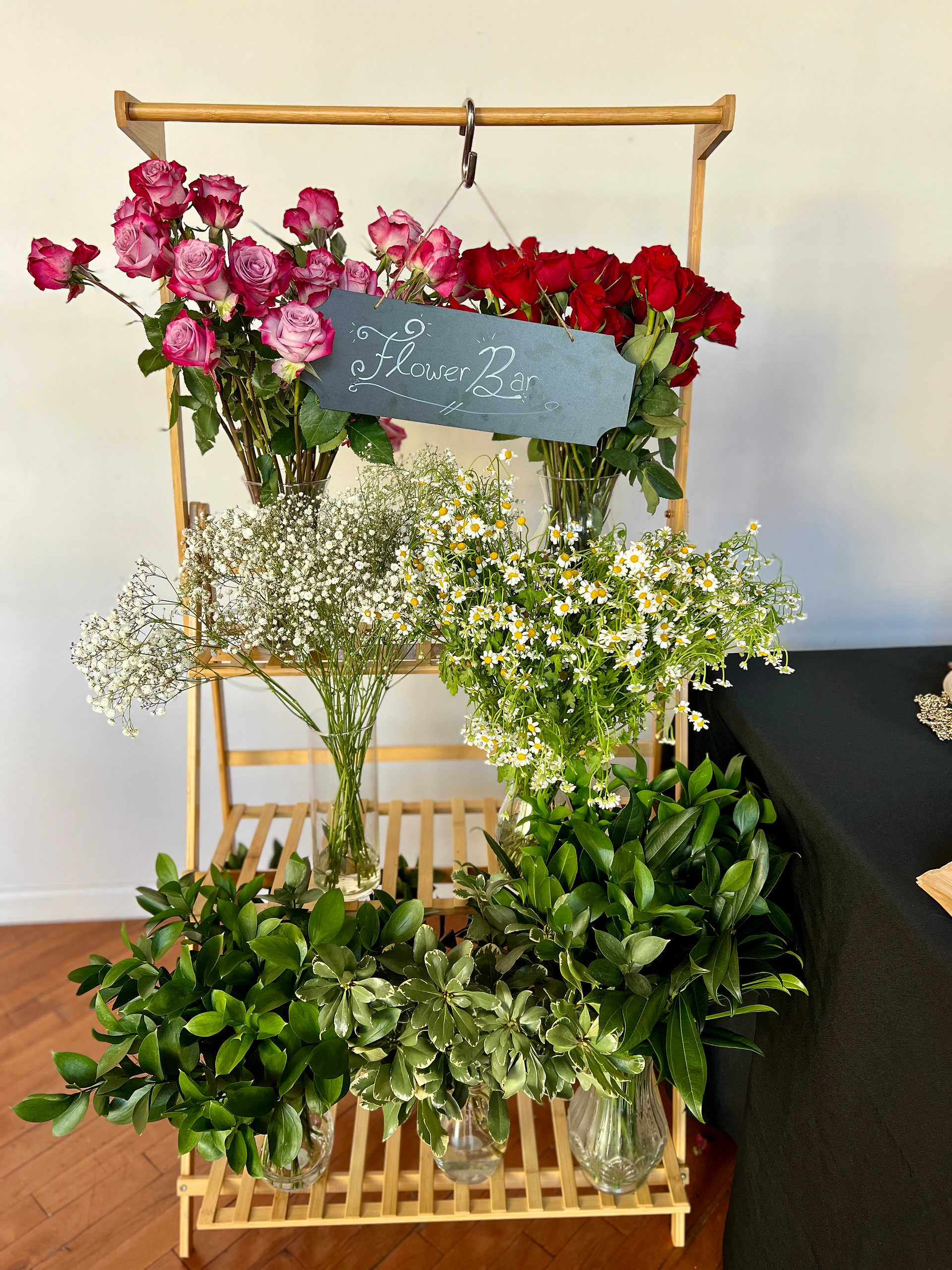 roses ready for DIY flower bar for the ladies