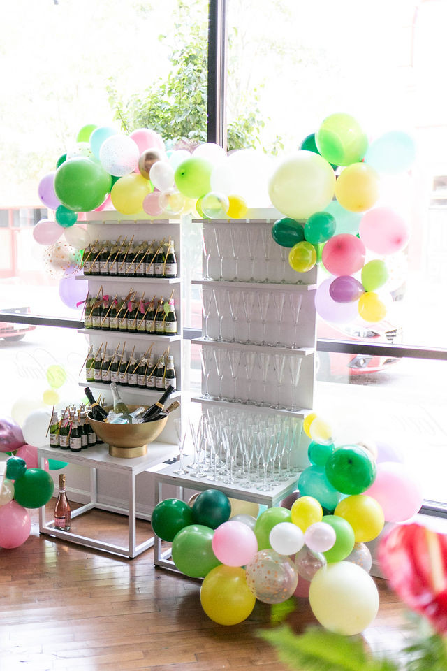 Bubbly Wall invites guests to serve themselves for stylish baby shower at The Loft of Elements Preserved