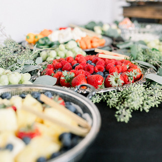 charcuterie spread on farm table