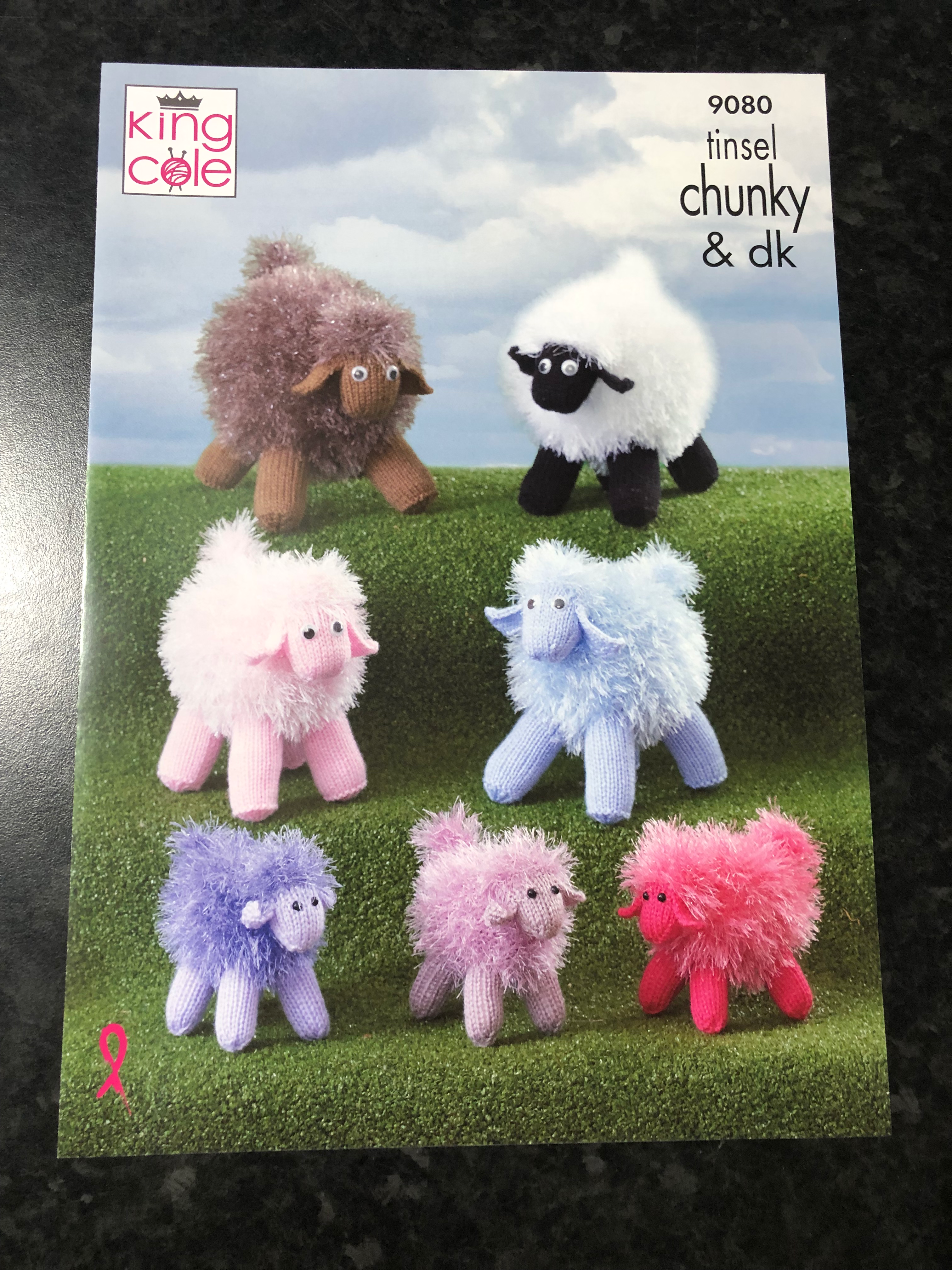 King Cole Knotting Pattern 9080 Lambs in Tinsel Chunky and DK