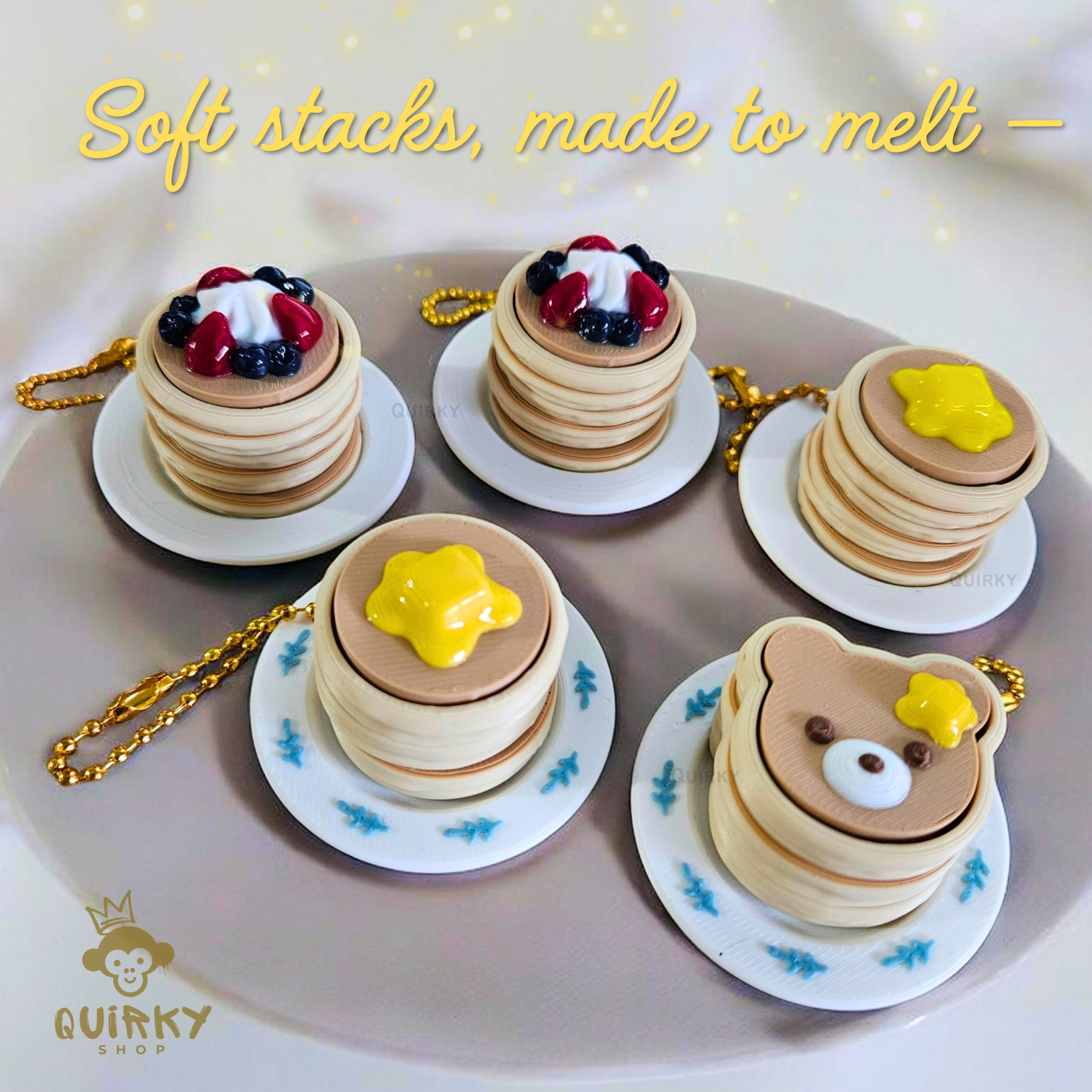 Kawaii-Inspired Pancake Stack Clicker and Keychain