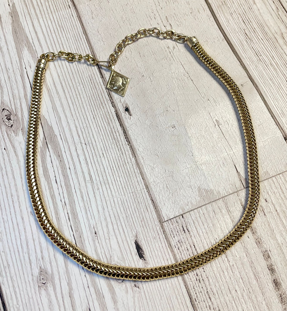 Thumbnail: 1970s Vintage Lightweight Gold Snake Necklace