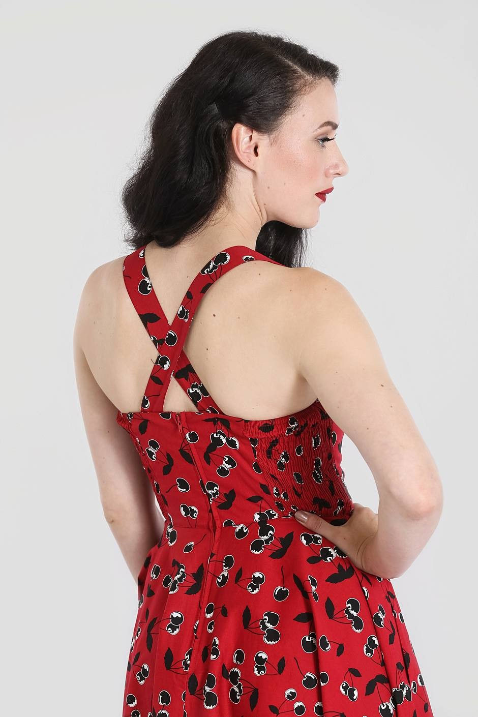 Thumbnail: Retro Red Cherry Print Mini Dress