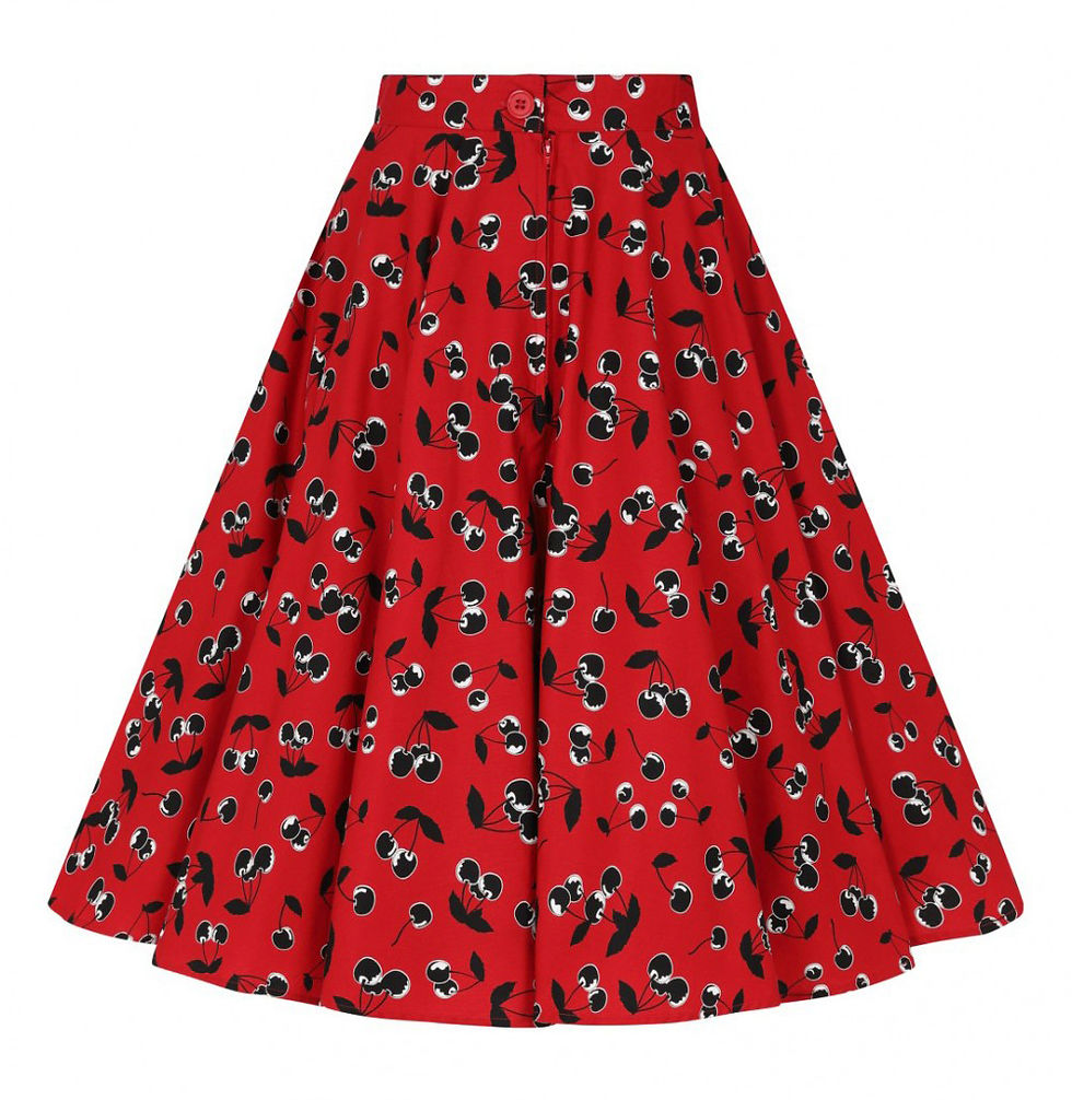 Thumbnail: Cherry Print Skirt | Vintage Style Clothing | 1950s Style Skirt | Pin Up Style
