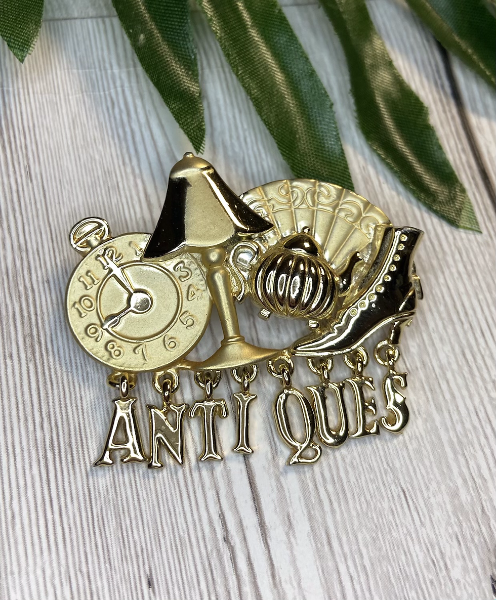 Thumbnail: Vintage AJC Goldtone Antiques Brooch