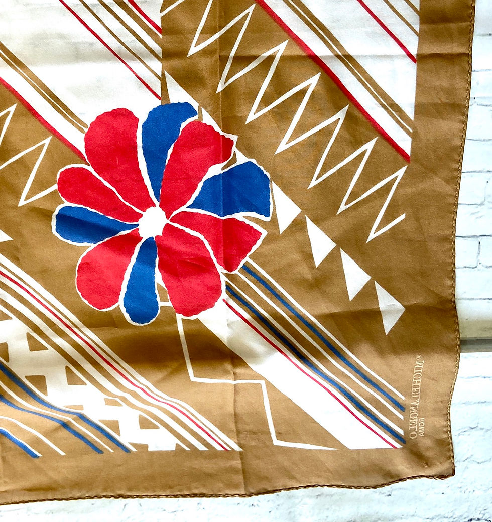 Thumbnail: Vintage Geometric Floral Michaelangelo Roma Scarf