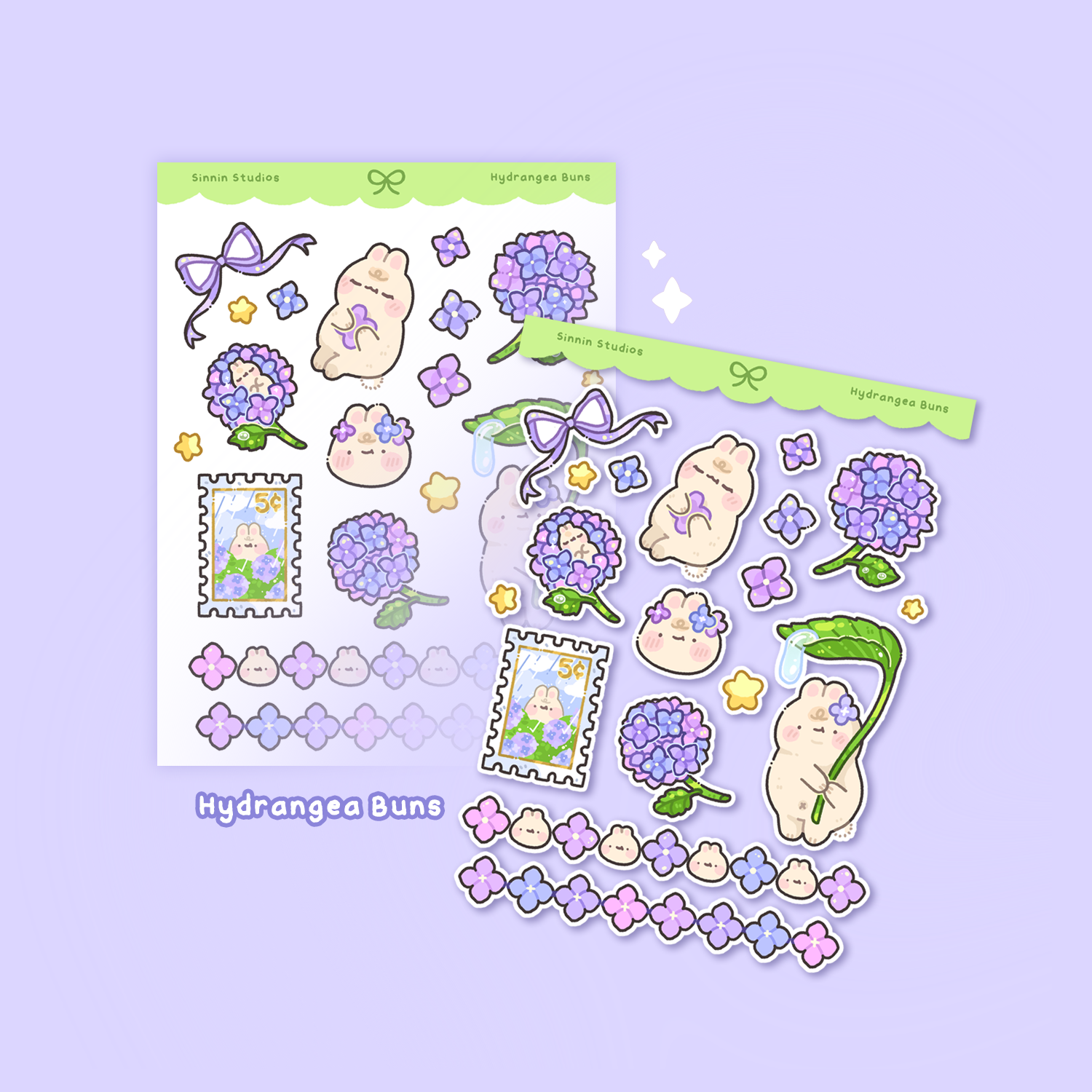Hydrangea Buns Sticker Sheet
