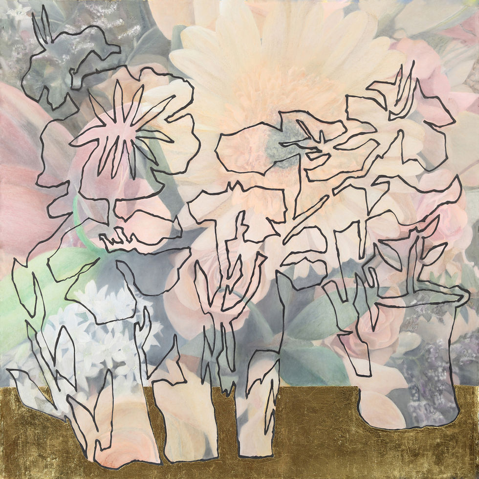 For The Love Of Mothers, Oil Pastel, Ink, 24k Gold on paper.