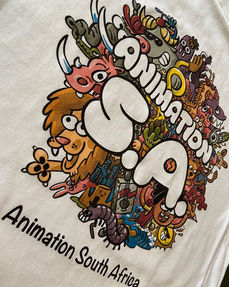 Cartoon Style DTG print for Animation SA on White Tees