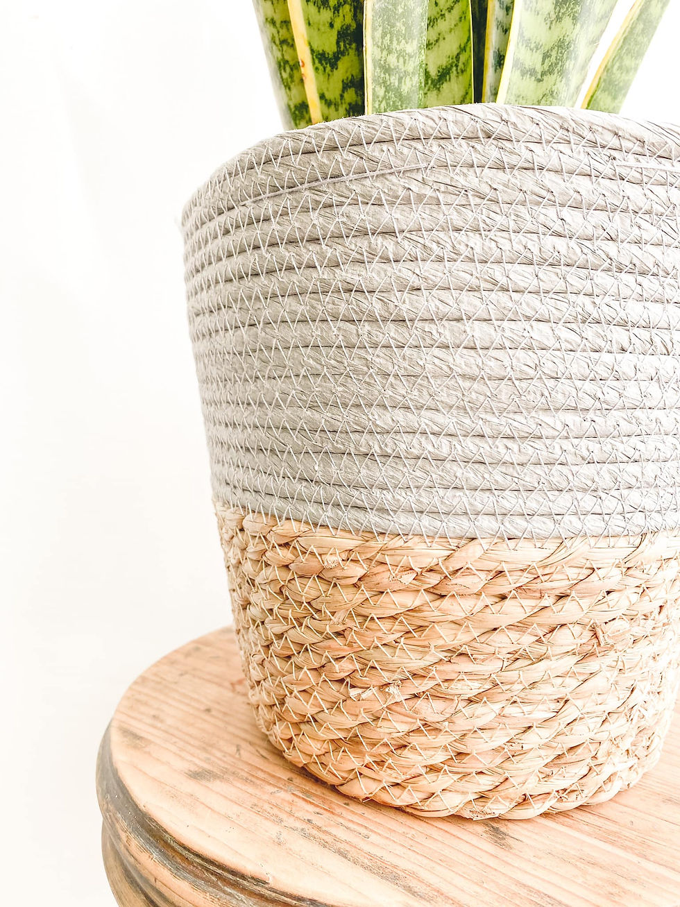 Thumbnail: Two Tone Seagrass Basket - Grey