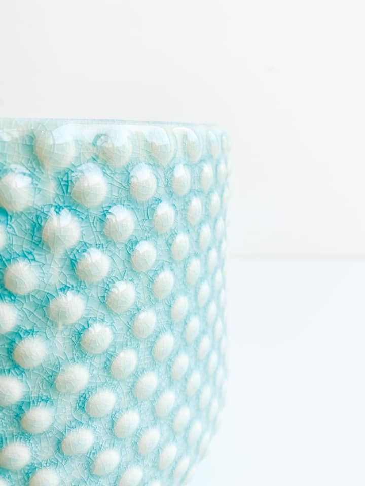 Thumbnail: Turquoise Debossed Dots Plant Pot