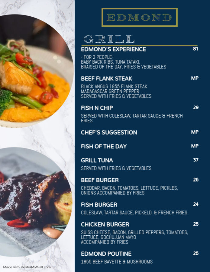 menu grill edmond bistro