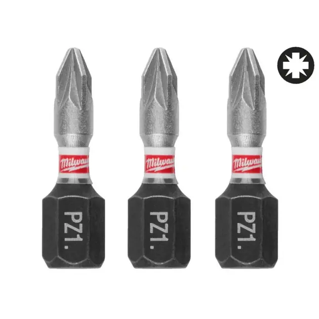 Біта SHOCKWAVE MILWAUKEE, PZ1, 25мм, (3шт) 4932500355 купити в магазинах «Інструментал» та «Мікс-Інструмент» у Житомирі